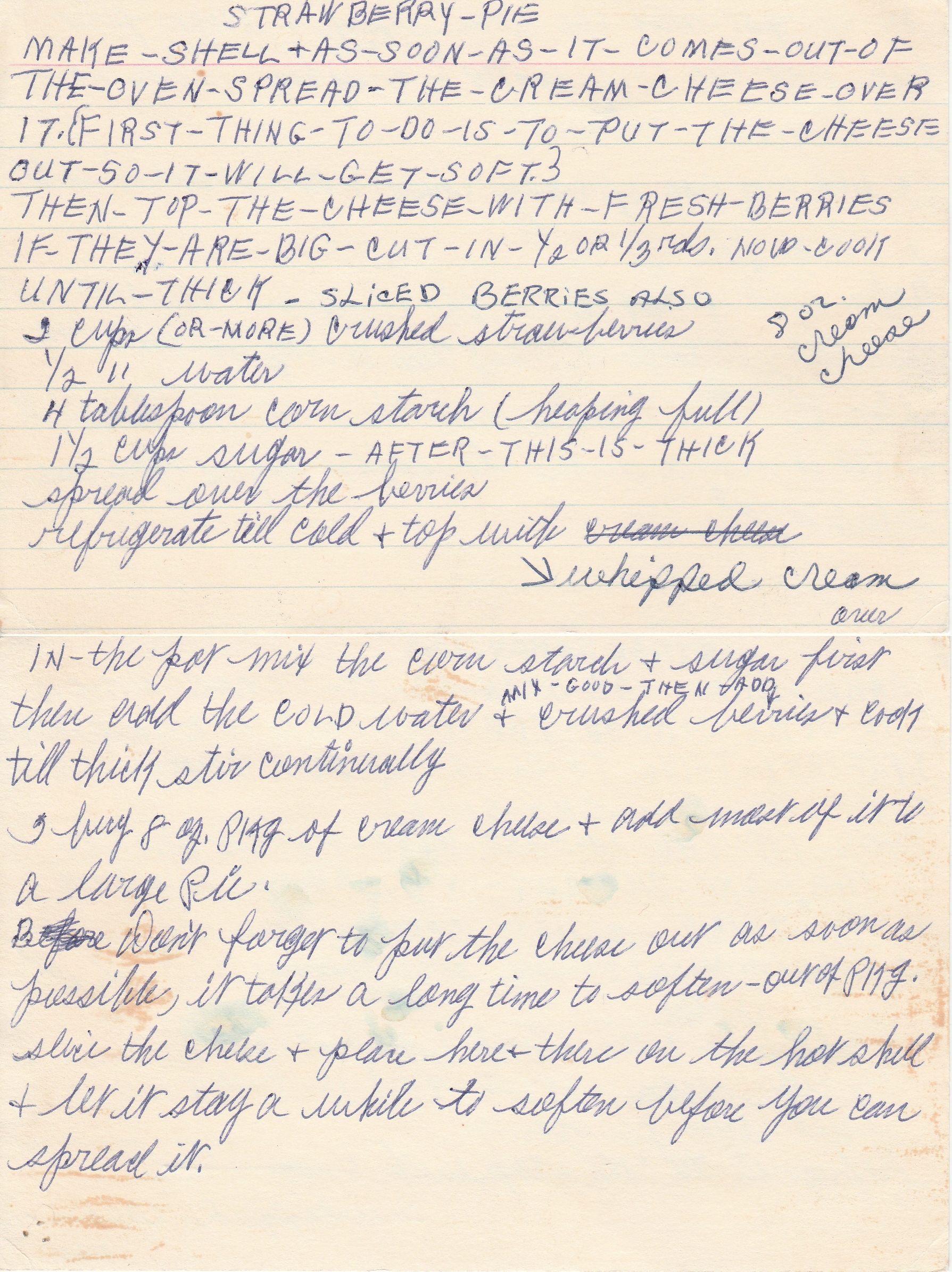 Strawberry Pie recipe.  The text is included in this blog post.