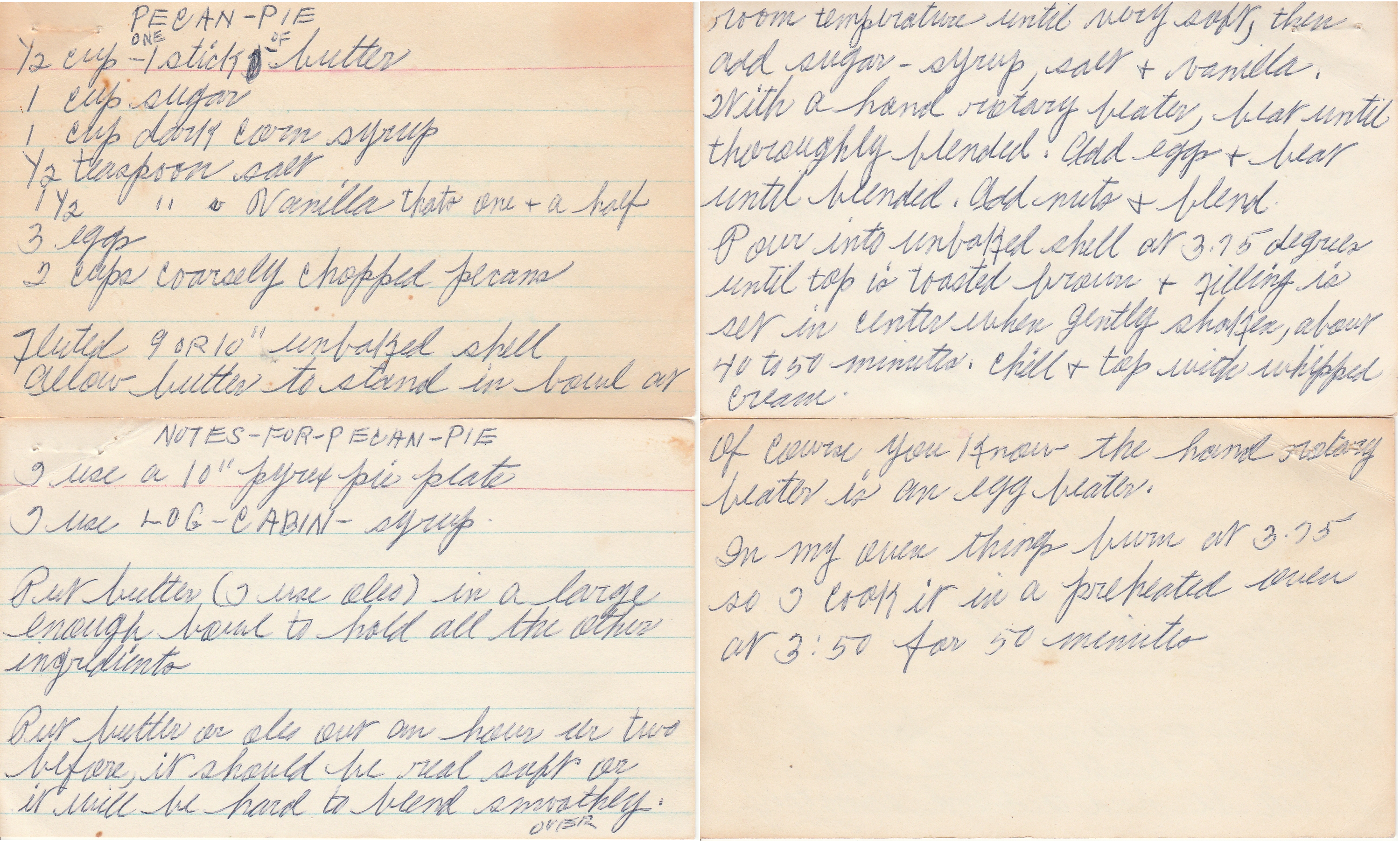 Pecan Pie recipe.  The text is contained in this blog post.